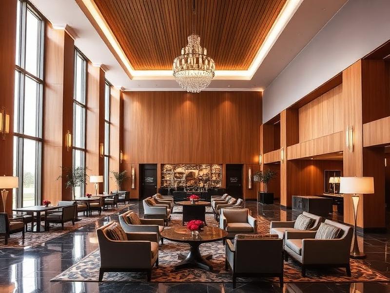 Feature wall panelling and architectural finishes in a reception
